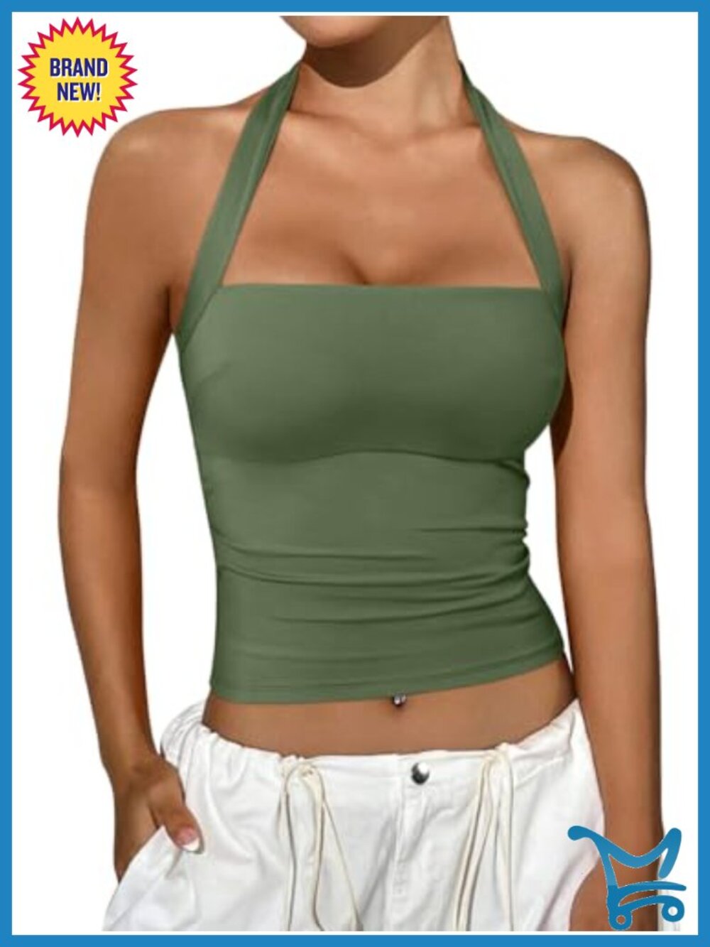 REORIA Halter Tank Top Womens Cropped Sleeveless Summer Going Out Top